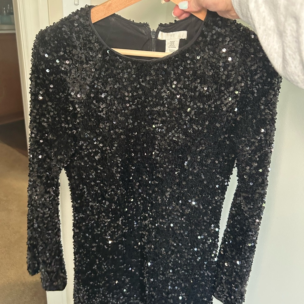 H&M Black Sequin Mini Dress